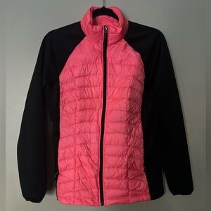 32 Degrees Women's Coral and Black Puffer Full Zip Light Jacket